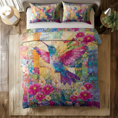 Shineful All Season Quilt 3-Piece Set Beautiful Hummingbird