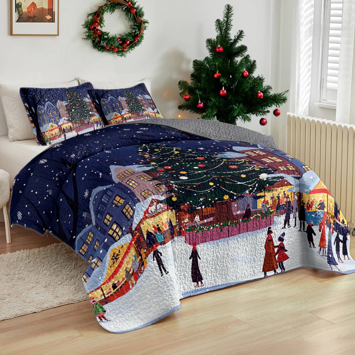 Shineful All Season Quilt 3-Piece Set Christmas Market