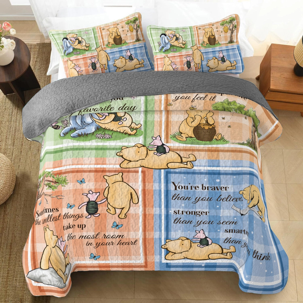 Shineful All Season Quilt 3-Piece Set Winnie the Pooh Patchwork Bliss