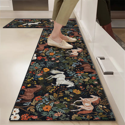 Shineful Ultra-Thin Non Skid Floor Mat, Kitchen Rugs Wildflower Horse