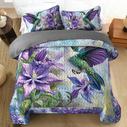 Shineful All Season Quilt 3-Piece Set Hummingbird Lavender Bloom