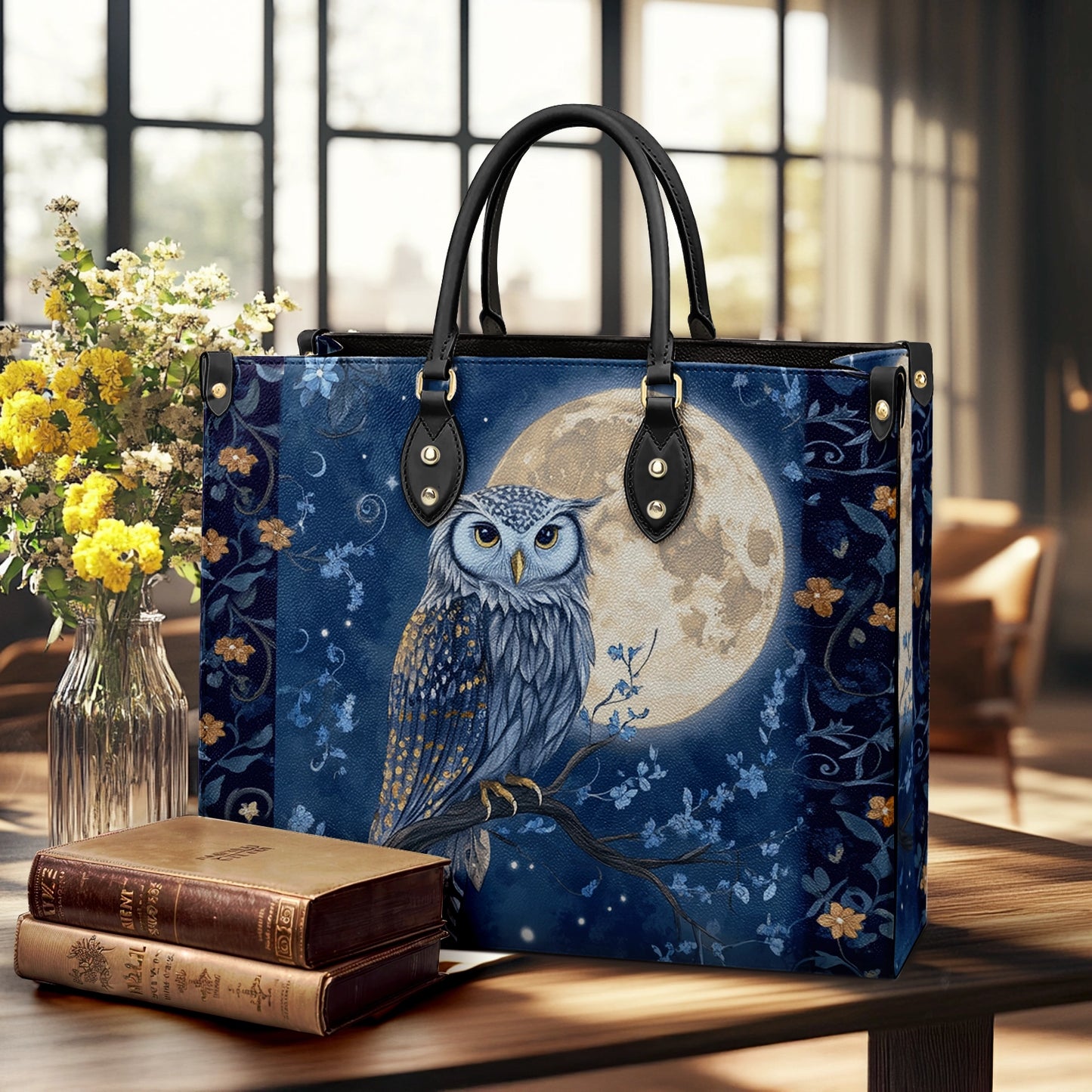 Shineful Leather Bag Midnight Guardian Owl