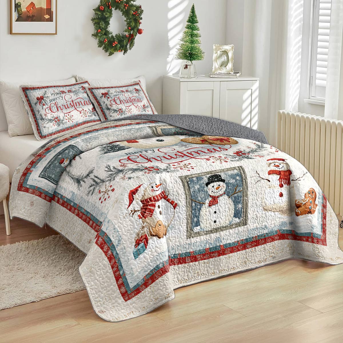 Shineful All Season Quilt 3-Piece Set Snowy Christmas