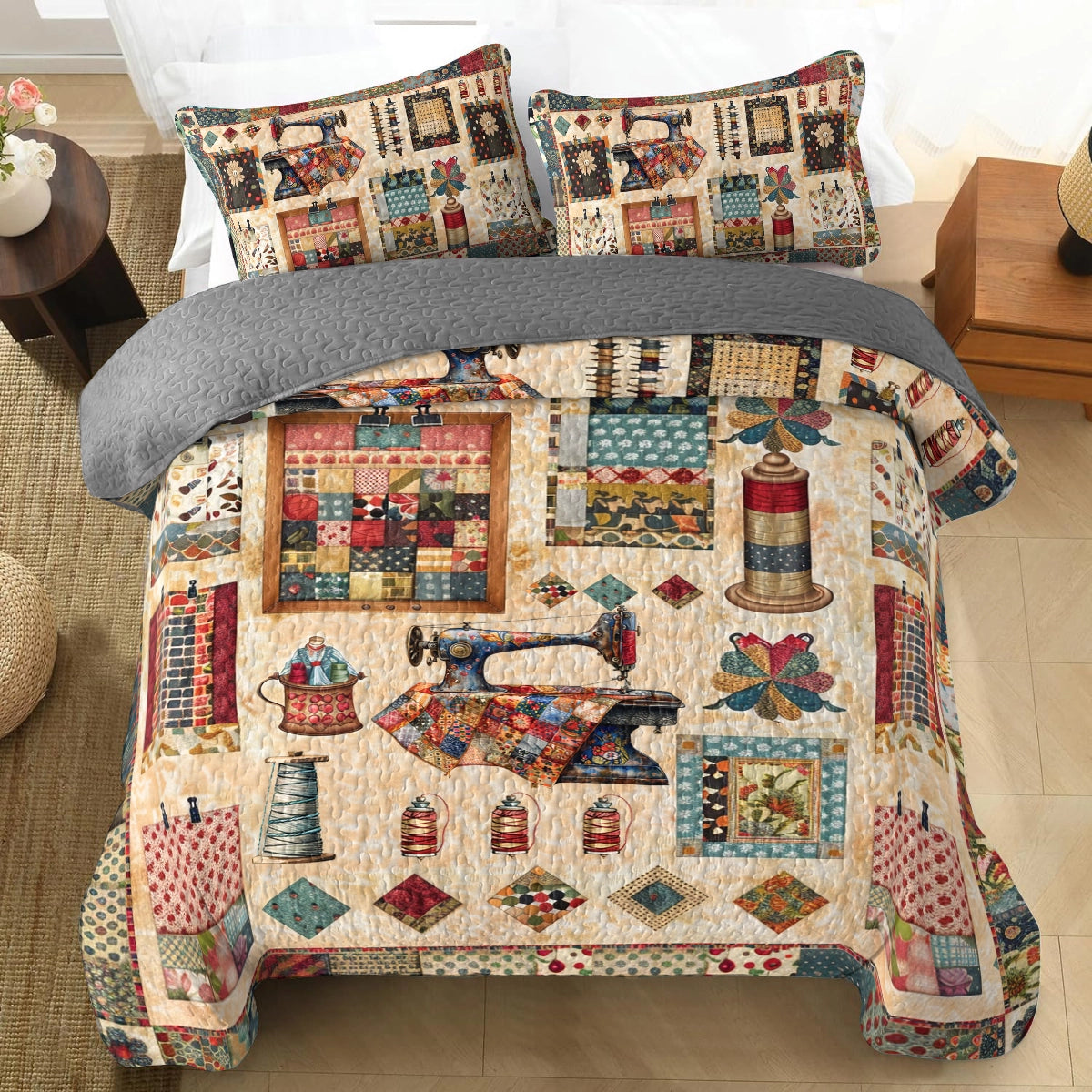 Shineful All Season Quilt 3-Piece Set Sewing Vintage