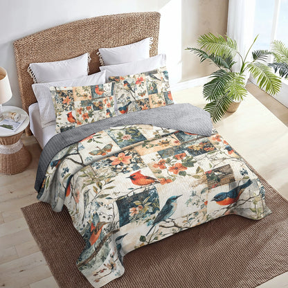 Shineful All Season Quilt 3-Piece Set Vintage Birdsong Bliss