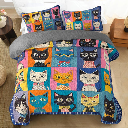 Shineful All Season Quilt 3-Piece Set Purrfectly Playful Cats