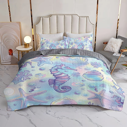 Shineful All Season Quilt 3-Piece Set -  Colorful Vibrant Beach