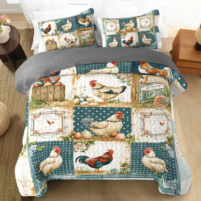 Shineful All Season Quilt 3-Piece Set Vintage Haven Chicken