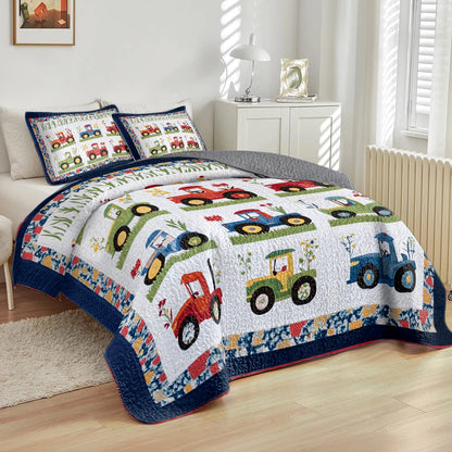 Shineful All Season Quilt 3-Piece Set Tractor Treasures