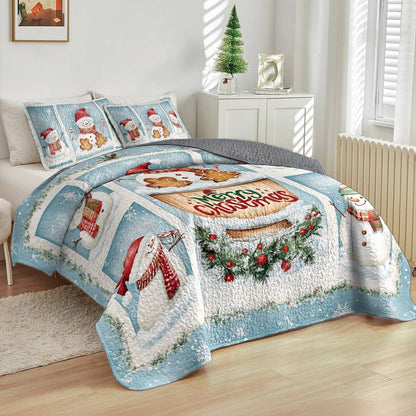 Shineful All Season Quilt 3-Piece Set Merry Snowman