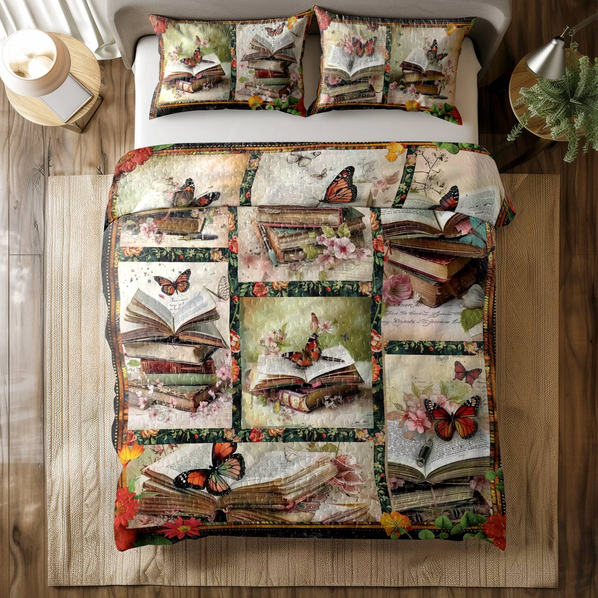 Shineful All Season Quilt 3-Piece Set Butterfly Books