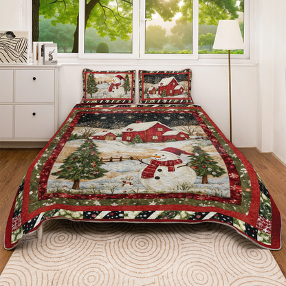 Shineful All Season Quilt 3-Piece Set Snowman's Christmas Dream