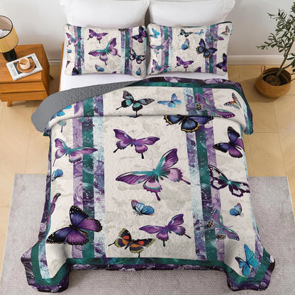 Shineful All Season Quilt 3-Piece Set Fluttering Elegance Butterfly