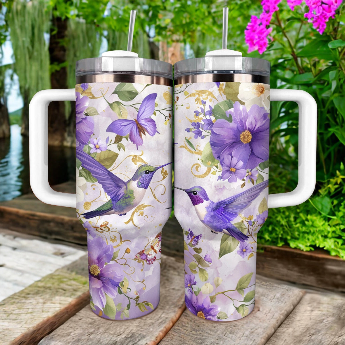 Shineful Tumbler Garden Whispers Hummingbird