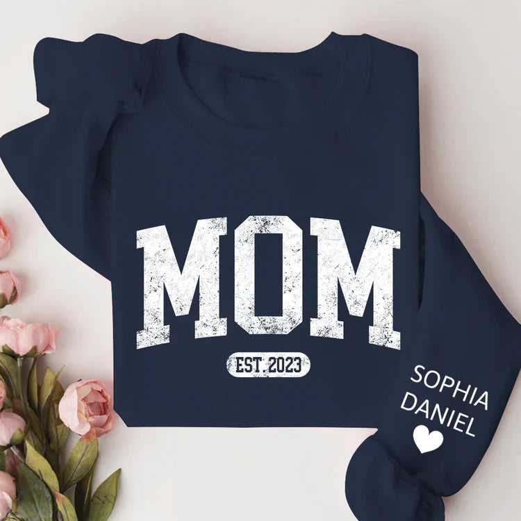 Shineful Fleece Crewneck Sweatshirt Personalized Mom, Mama, Mum, Mommy And Kids