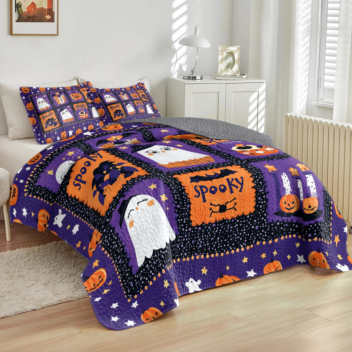 Ensemble de couettes toutes saisons Shineful 3 pièces Halloween Spooky Snuggles