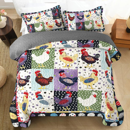 Shineful All Season Quilt 3-teiliges Set Countryside Chicken