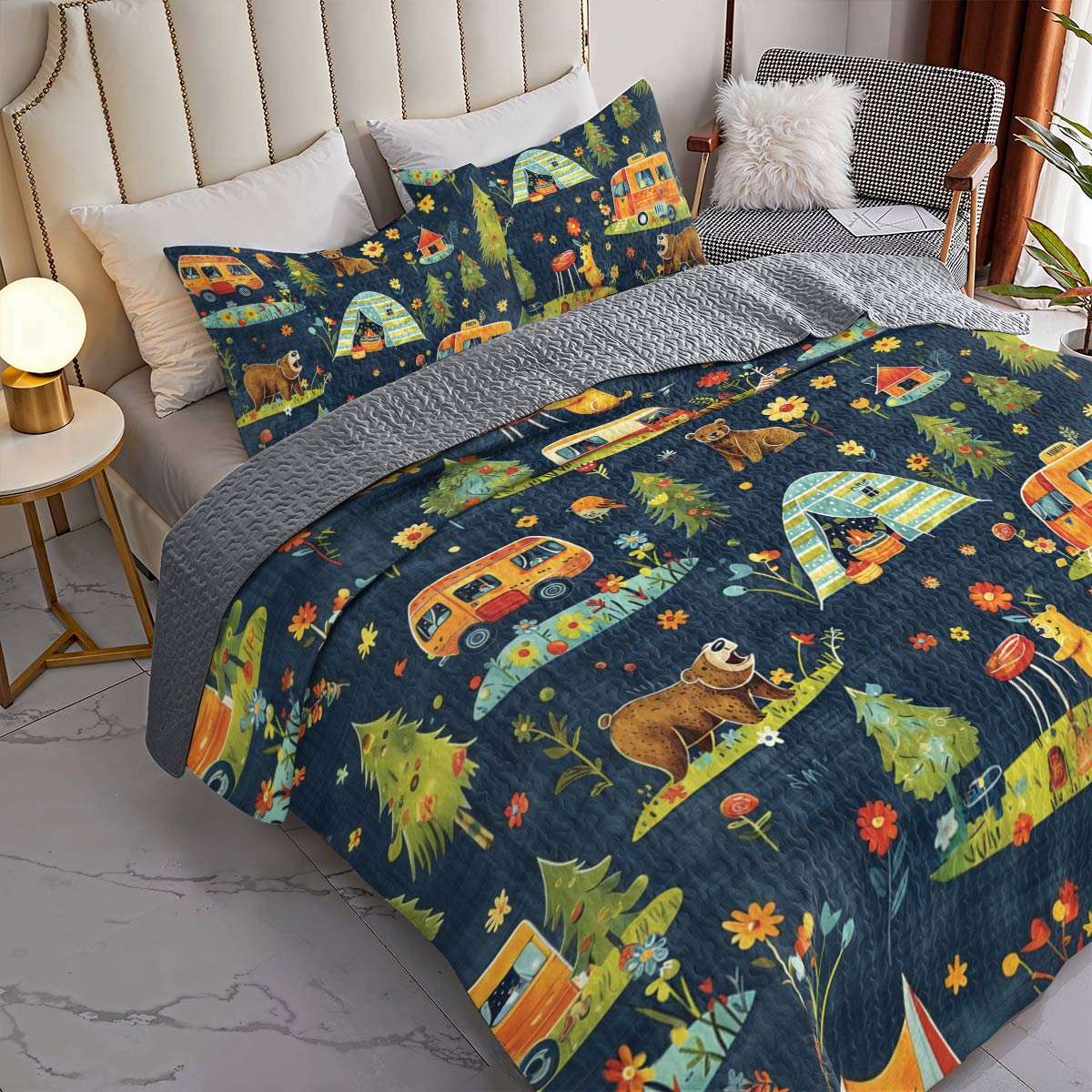 Shineful All Season Quilt 3-Piece Set Bear & Camp