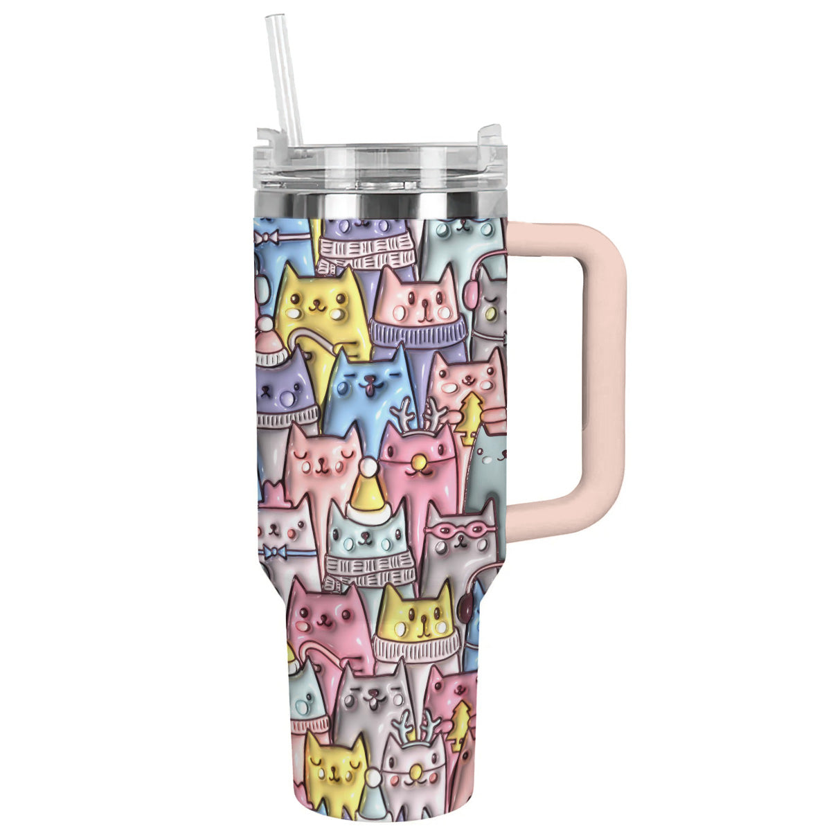 Cat 40 Oz Shineful™ Tumbler 3D Nl09 Pink 40Oz