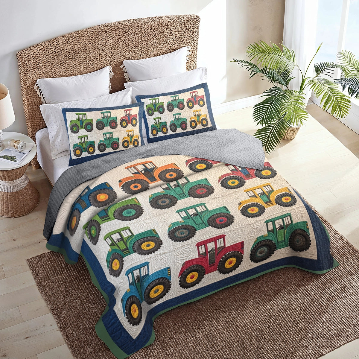 Shineful All Season Quilt 3-Piece Set Tractor Trails