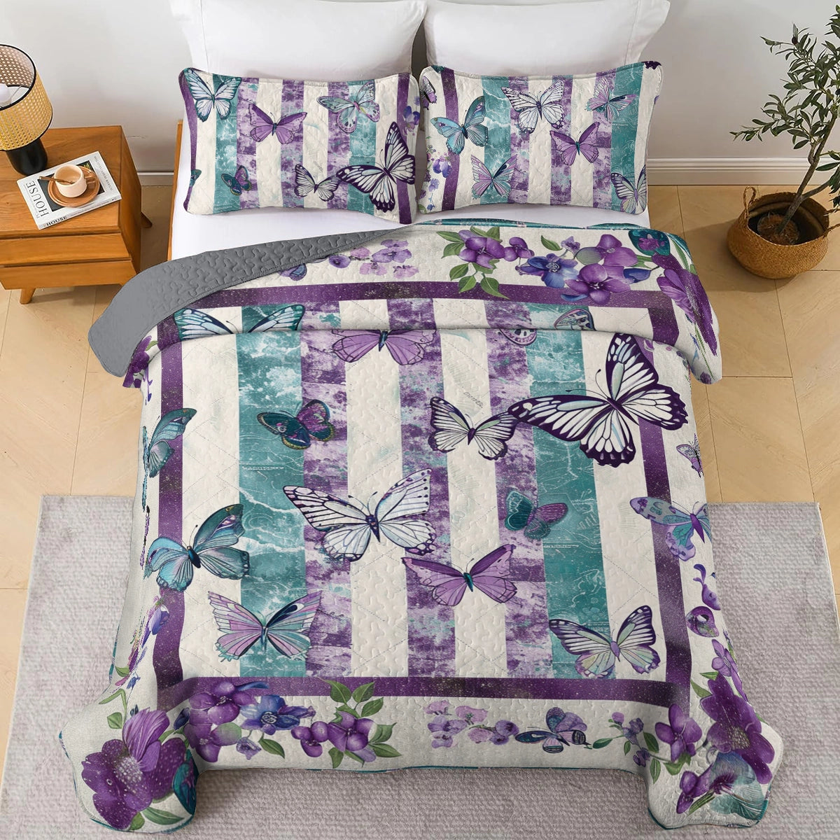 Shineful All Season Quilt 3-Piece Set Butterfly Bliss