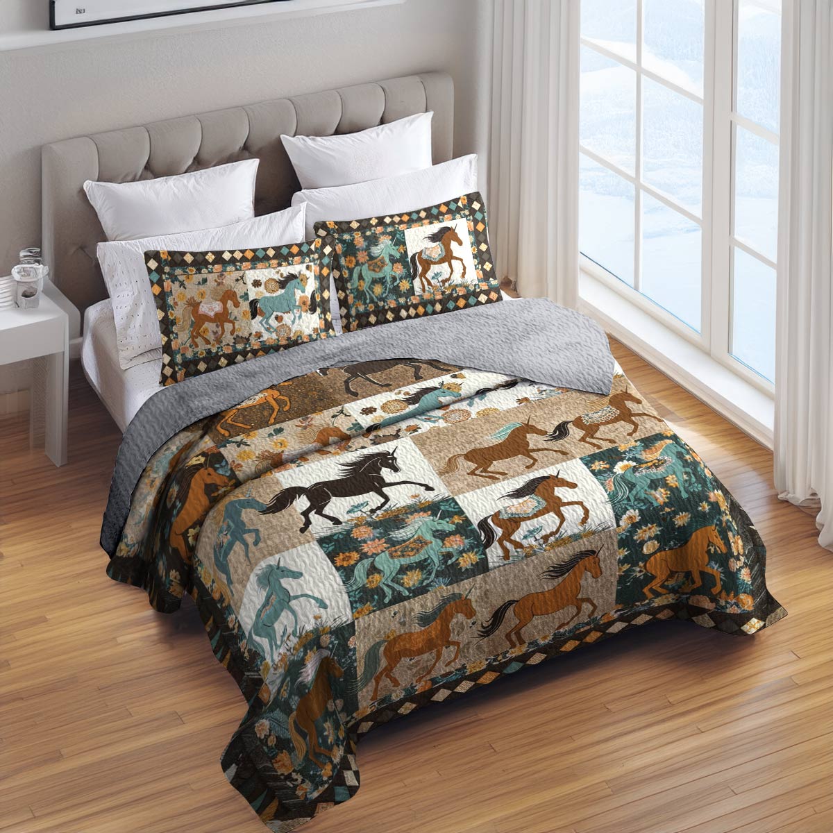 Shineful All Season Quilt 3-Piece Set Horse Heaven