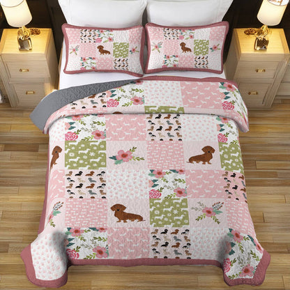 Shineful All Season Quilt 3-Piece Set Dachshund Dreams