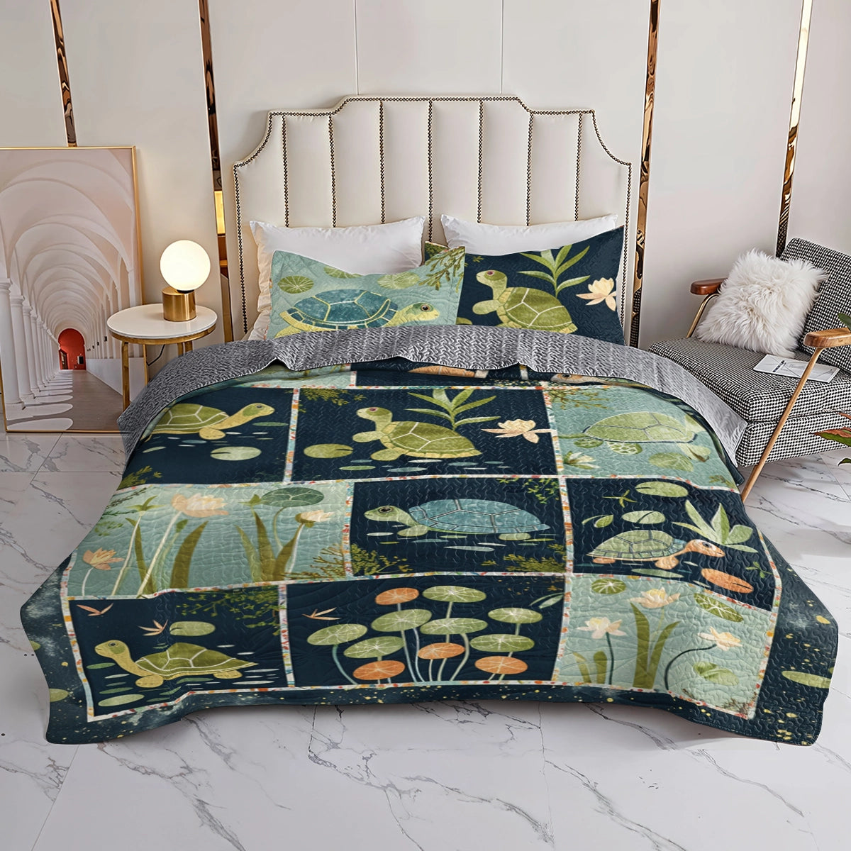 Shineful All Season Quilt 3-Piece Set Turtle Harmony