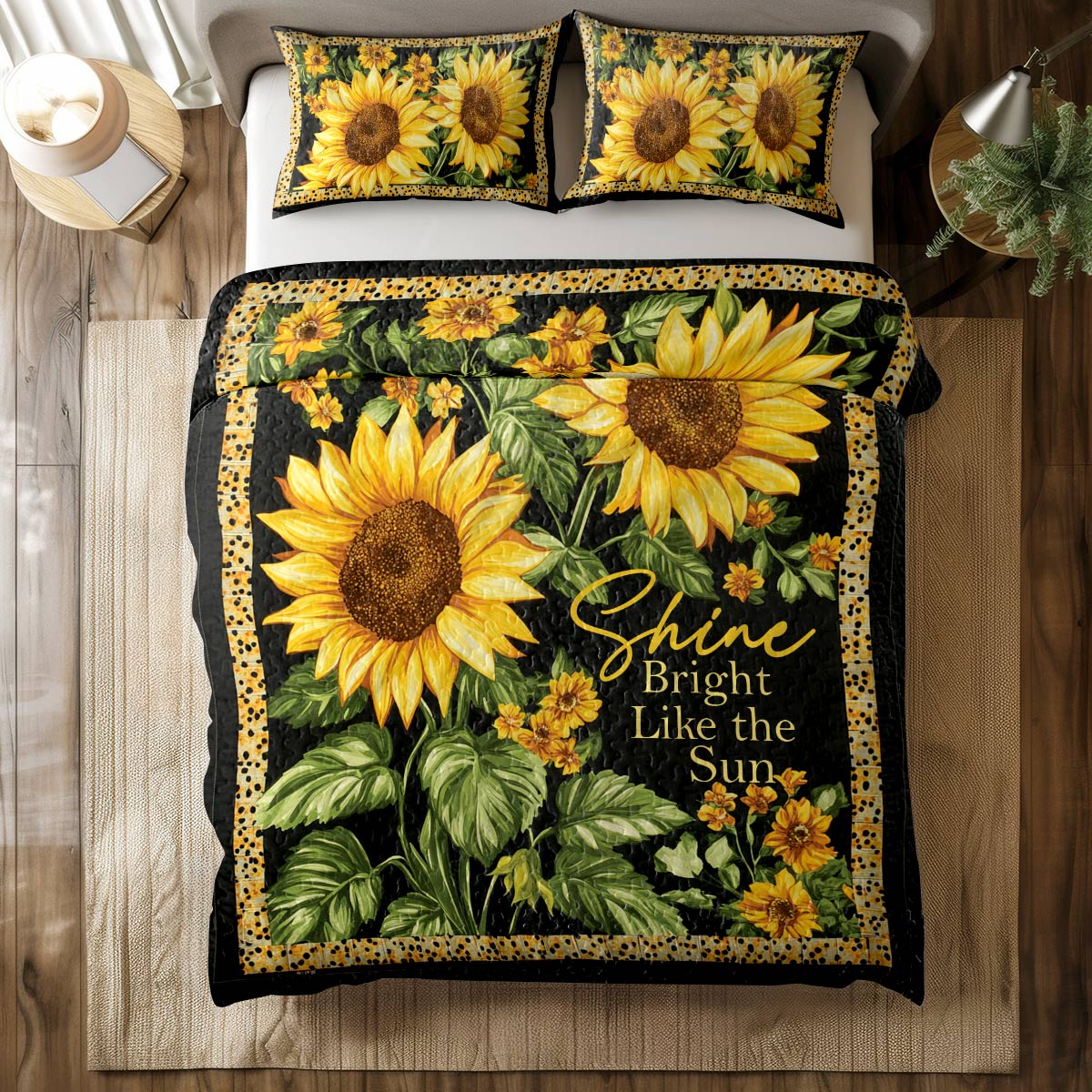 Shineful All Season Quilt 3-Piece Set Bright Sunflower