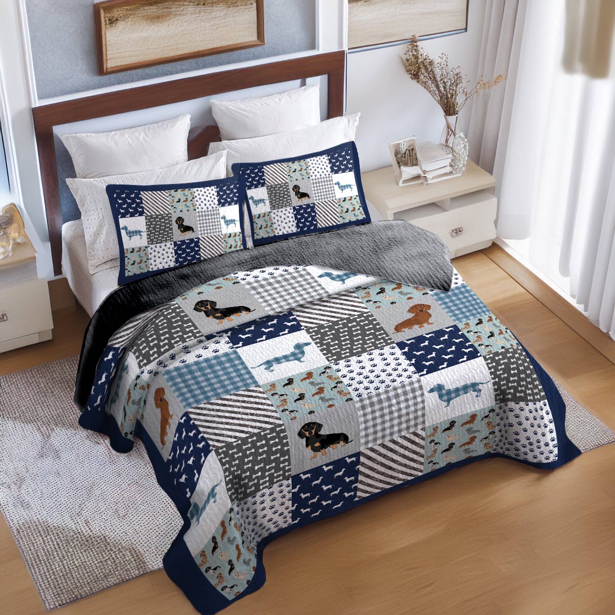 Shineful All Season Quilt 3-Piece Set Dachshund Delight