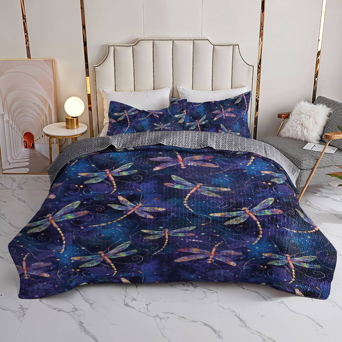 Shineful All Season Quilt 3-Piece Set Dream Dragonfly