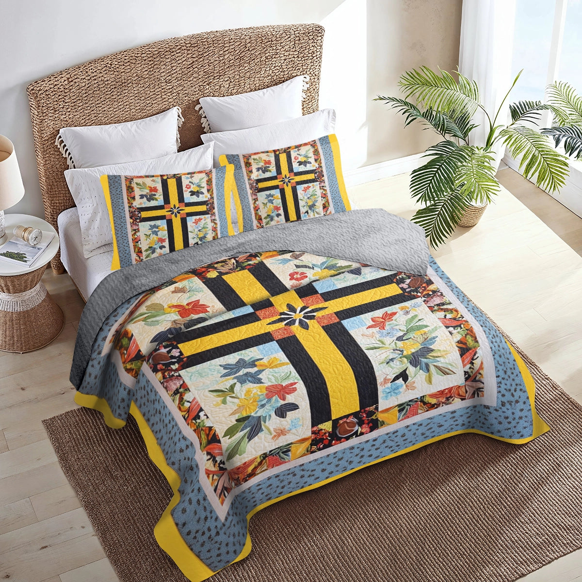 Shineful All Season Quilt 3-Piece Set God Sunny Blooms