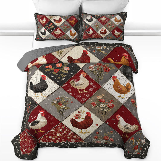 Shineful All Season Quilt 3-Piece Set Chicken Beautiful