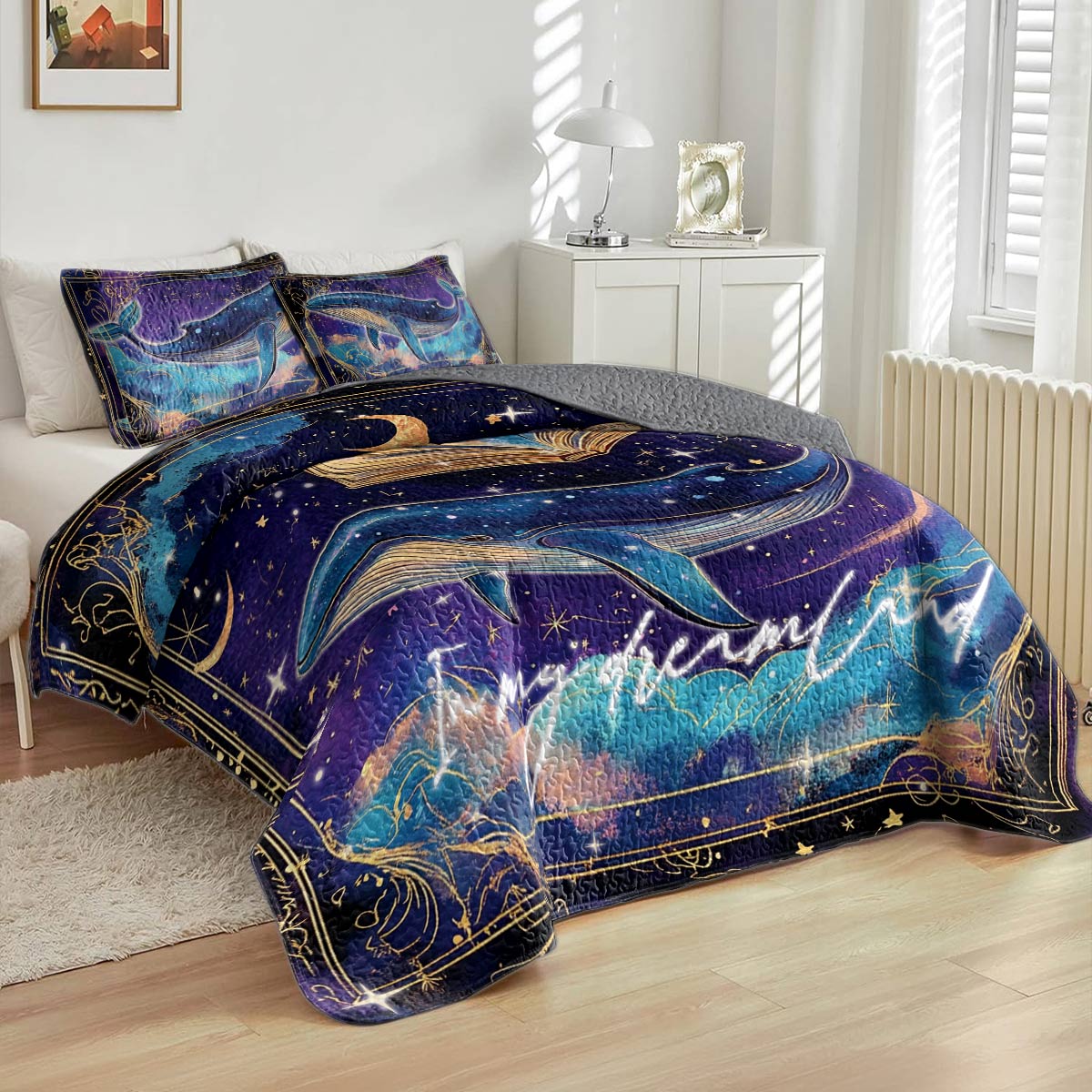 Shineful All Season Quilt 3-Piece Set Cosmic Whales