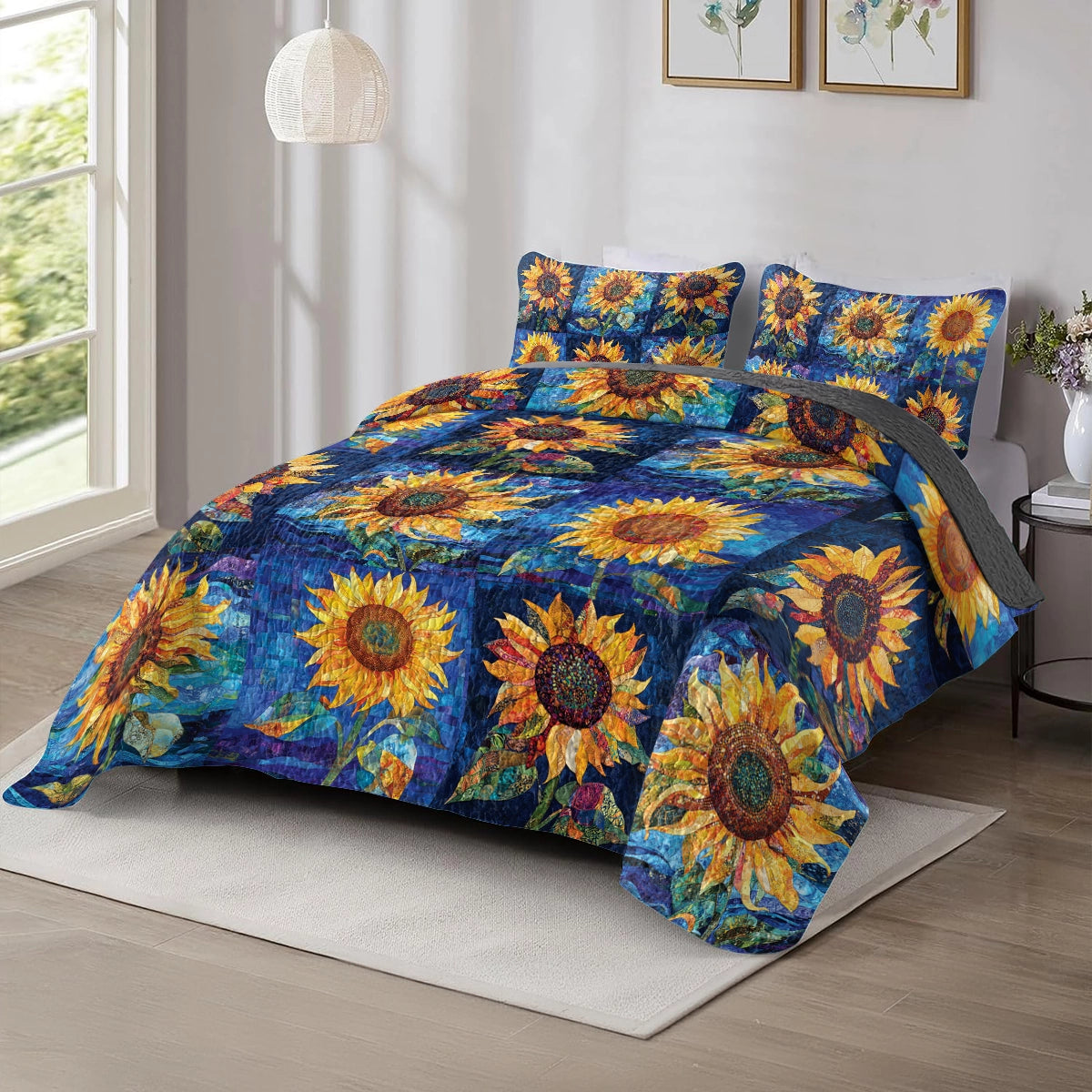 Shineful All Season Quilt 3-teiliges Set Vibrant Sunflower Dreams