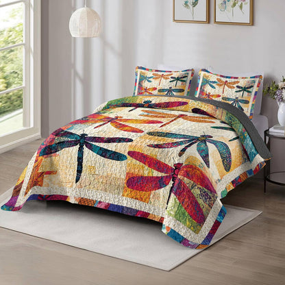 Shineful All Season Quilt 3-Piece Set Dragonfly Dreams Vintage