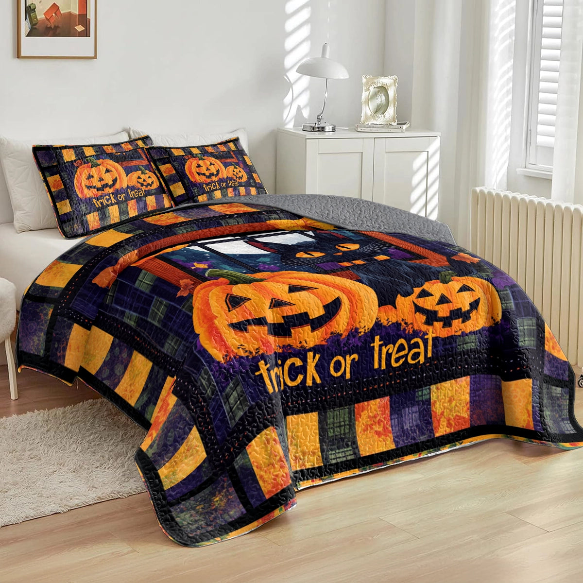 Shineful All Season Quilt 3-Piece Set Halloween Trick or Treat