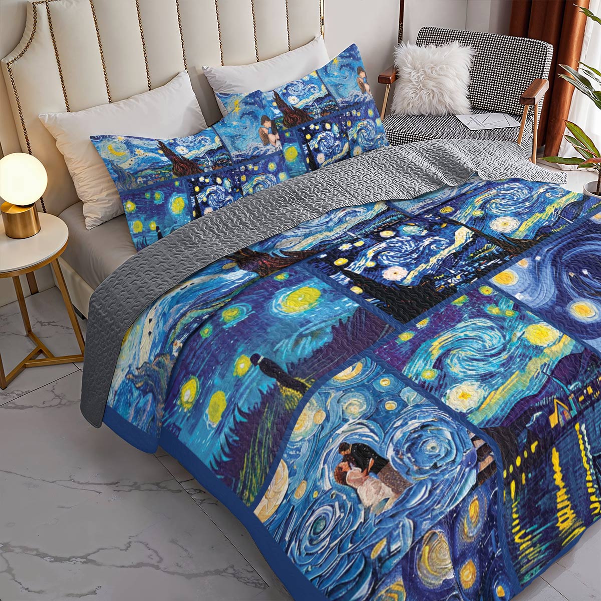 Shineful All Season Quilt 3-Piece Set Starry Night Sip