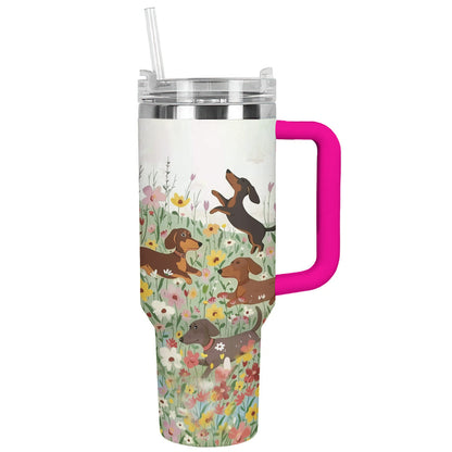 Dog 40 Oz Shineful™ Tumbler Flower Garden Nl09 Hot Pink 40Oz