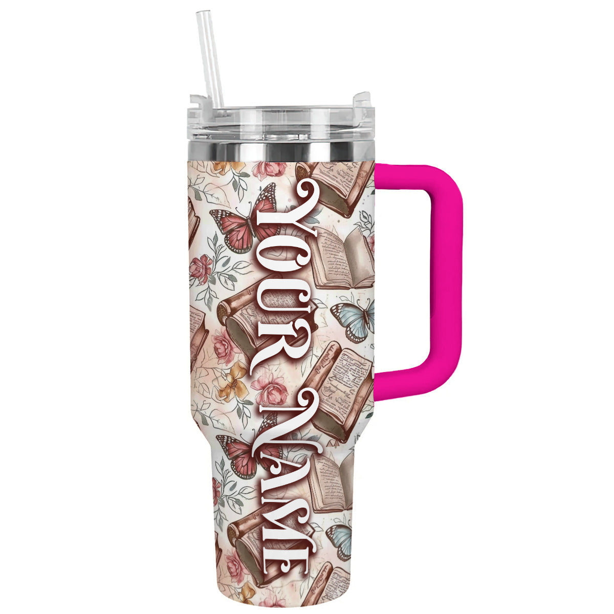 Reading Shineful™ Tumbler Book Pattern Nl09 Hot Pink 40Oz