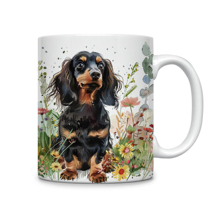 Shineful Ceramic Mug Dachshund Flower