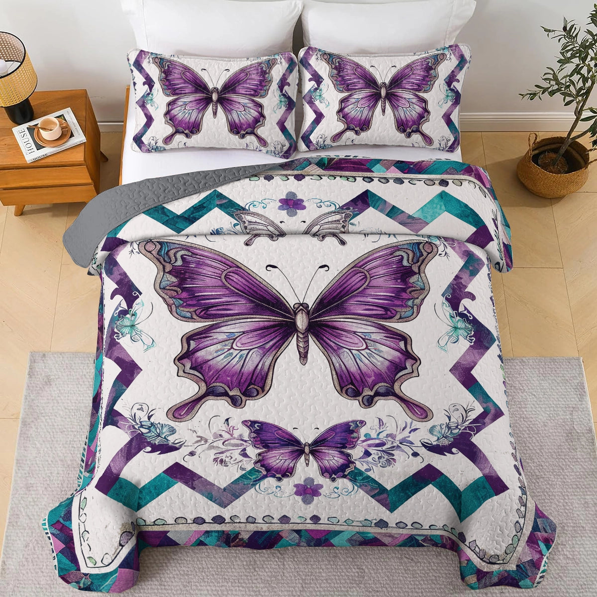 Shineful All Season Quilt 3-teiliges Set Royal Butterfly Elegance