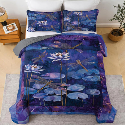 Shineful All Season Quilt 3-Piece Set Midnight Dragonfly Dreams