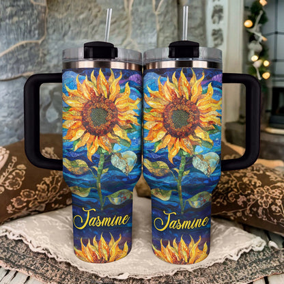 Shineful Tumbler Personalized Beautiful Sunflower Starry Night