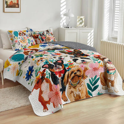 Shineful All Season Quilt 3-Piece Set Puppy Party