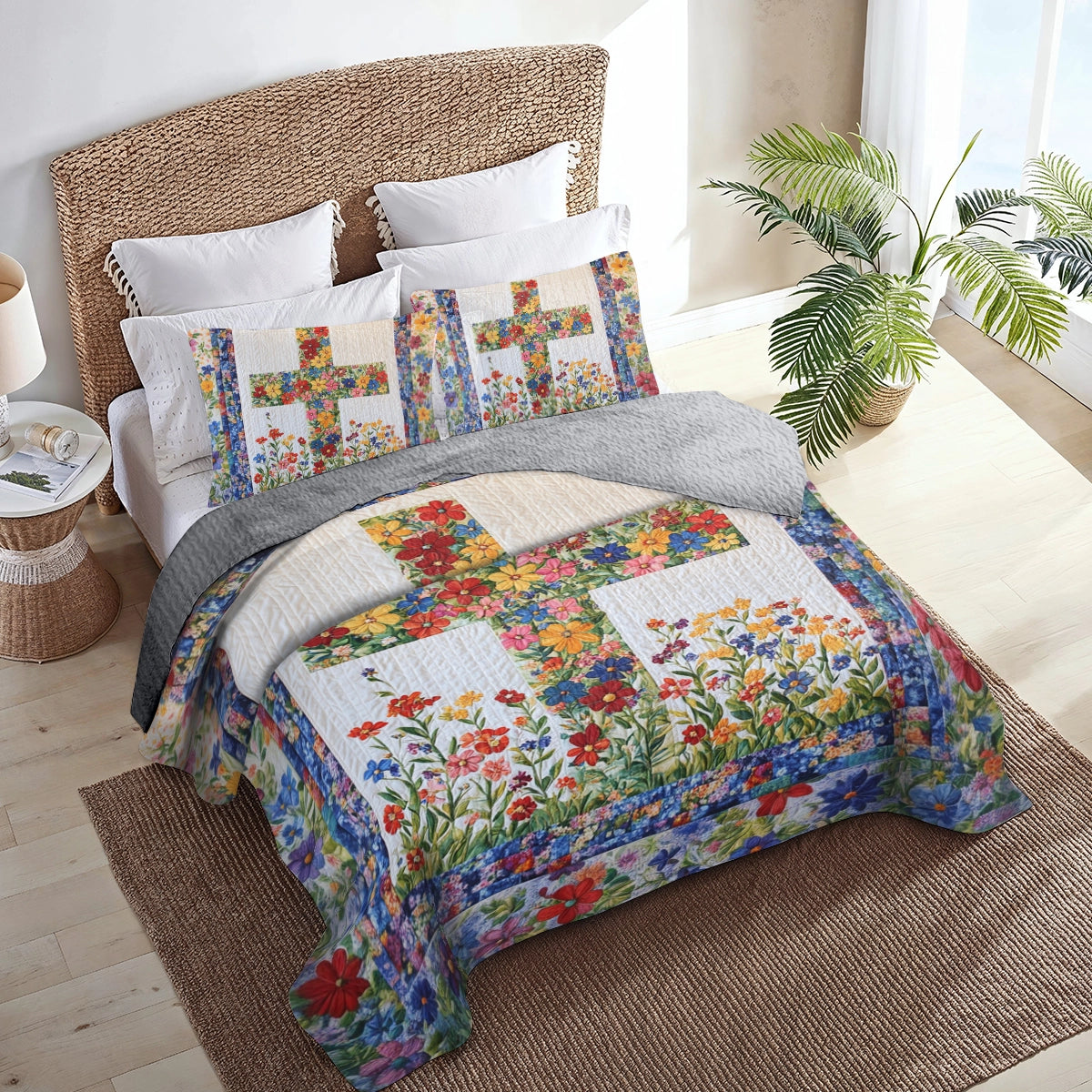 Shineful All Season Quilt 3-Piece Set God Blooming Faith