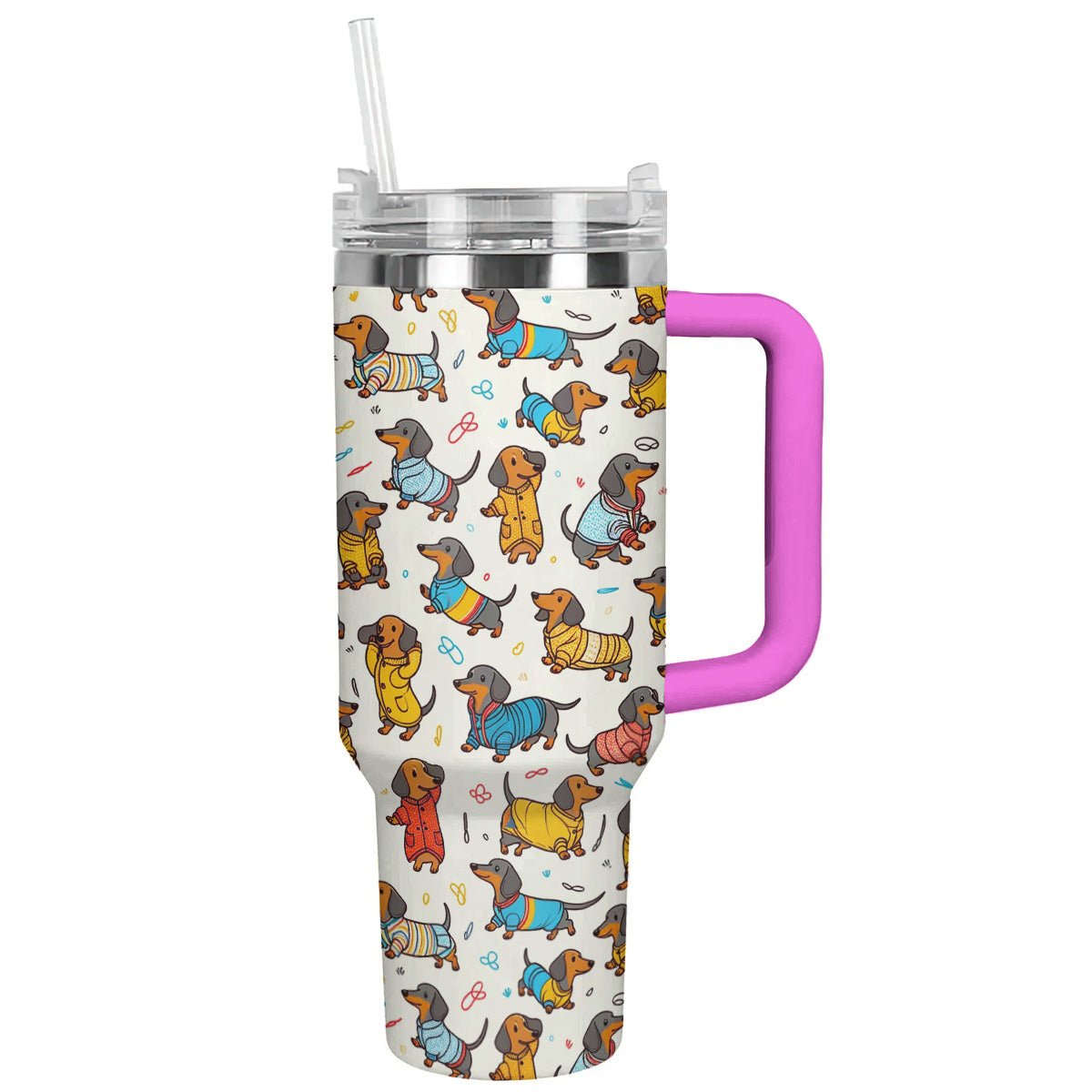 40 Oz Dachshund Shineful™ Tumbler Happy Dachshunds Nl09 Hot Pink 40Oz