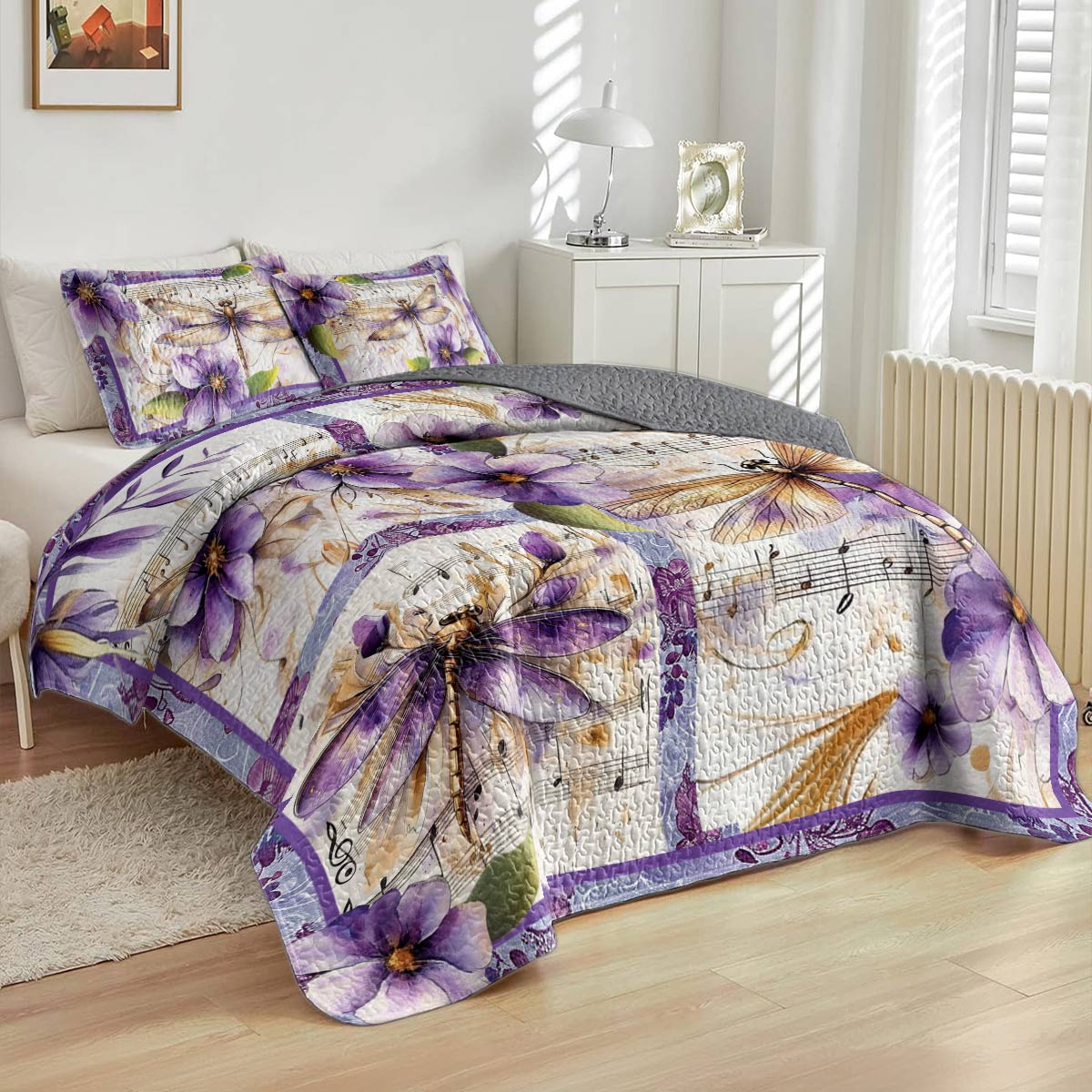 Shineful All Season Quilt 3-Piece Set Harmony Dragonfly