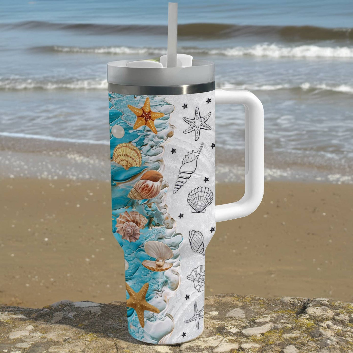 Shineful Tumbler Seashell Wave