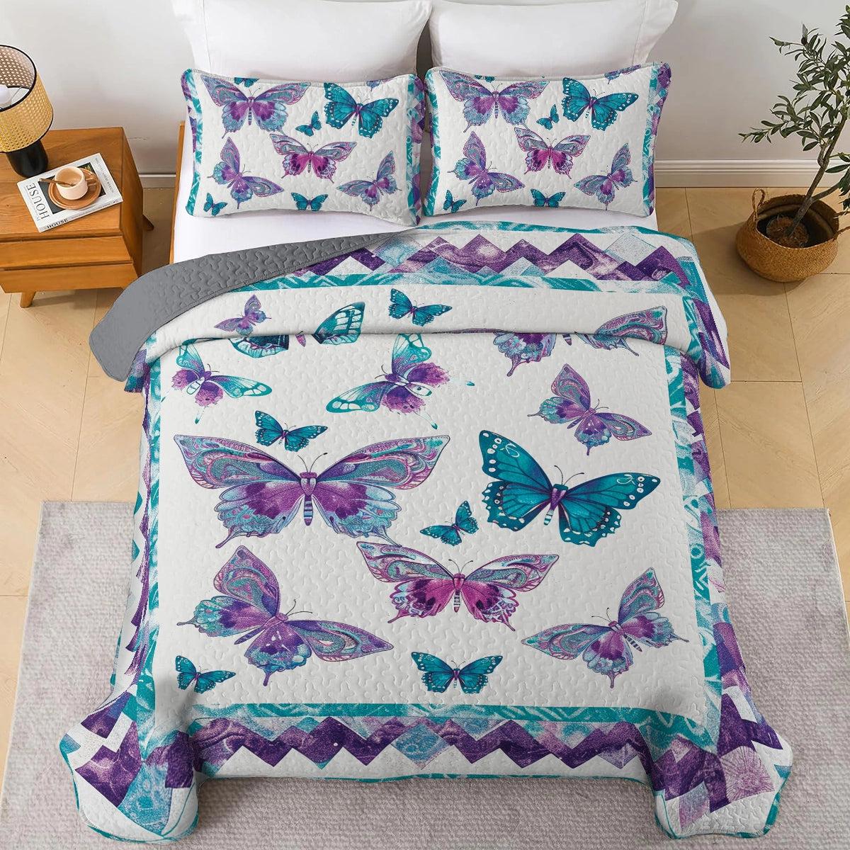 Shineful All Season Quilt 3-teiliges Set Ethereal Butterfly Symphony